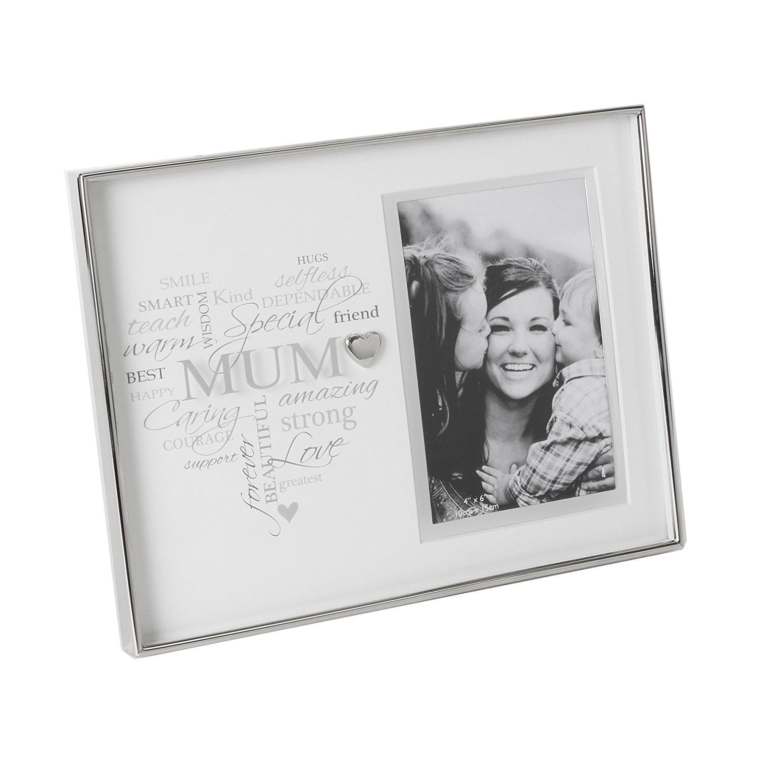 Heartfelt Moments Nickel Plated Frame Heart 4" x 6" Mum