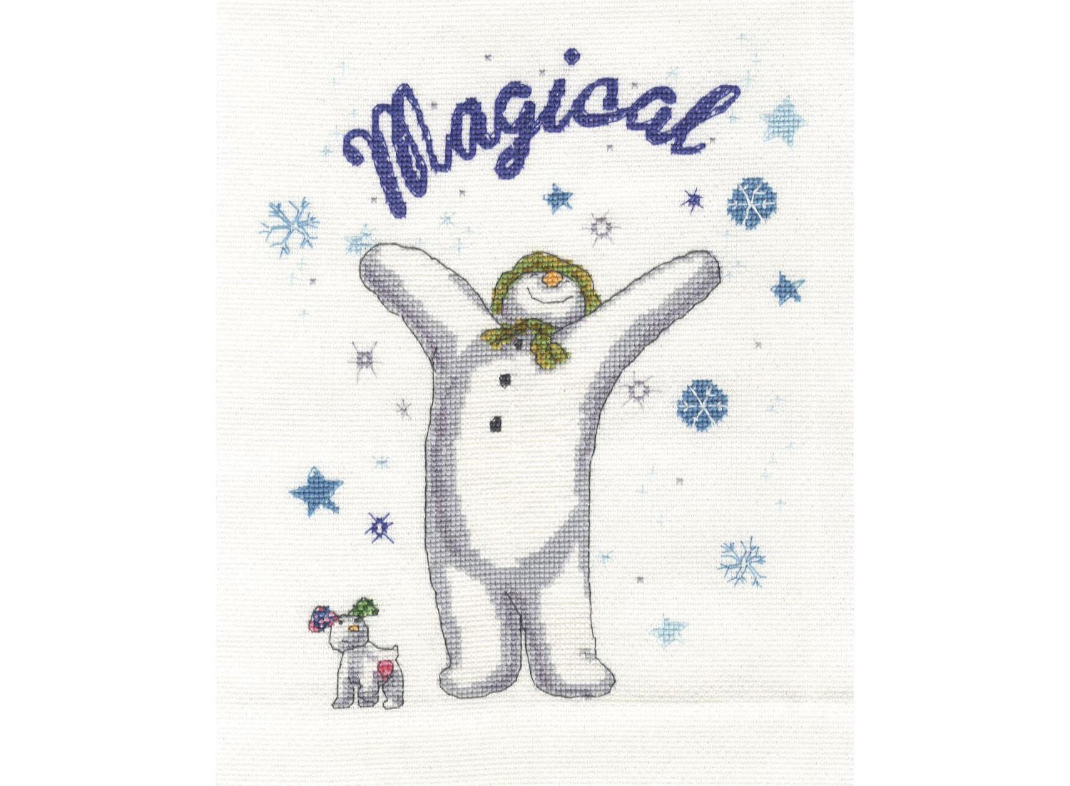 DMC 14 Count "Snowman & Snowdog A Magical Christmas" Cross Stitch Kit