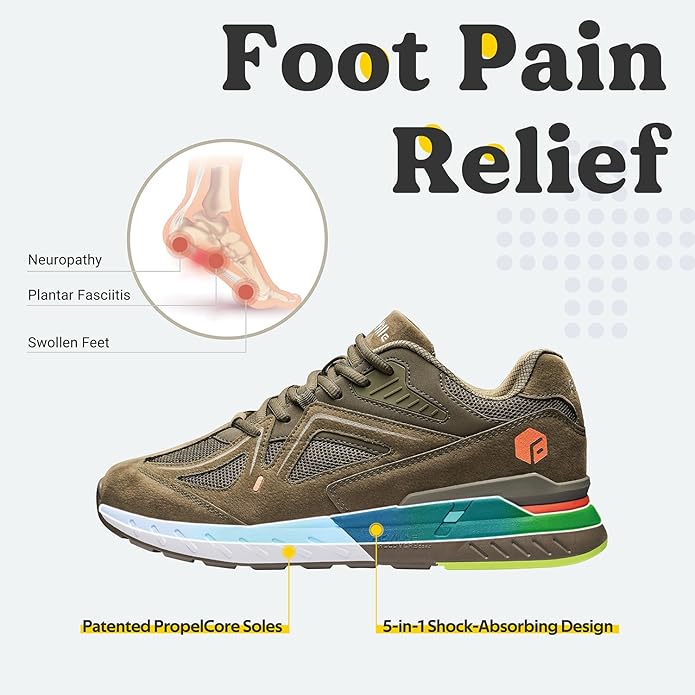 UK 12 FitVille Mens Extra Wide Fit Trainers Running Flat Feet Plantar Fasciitis