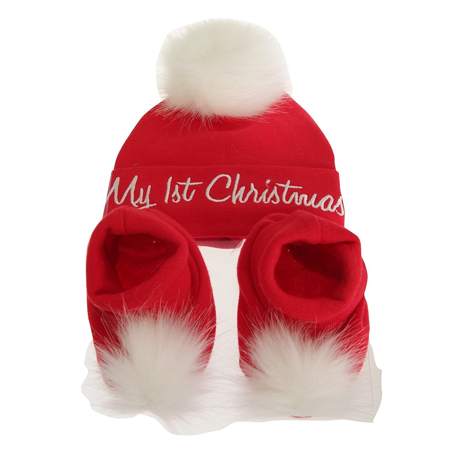 Nursery Time Baby My 1st Christmas Beanie Hat And Booties Set