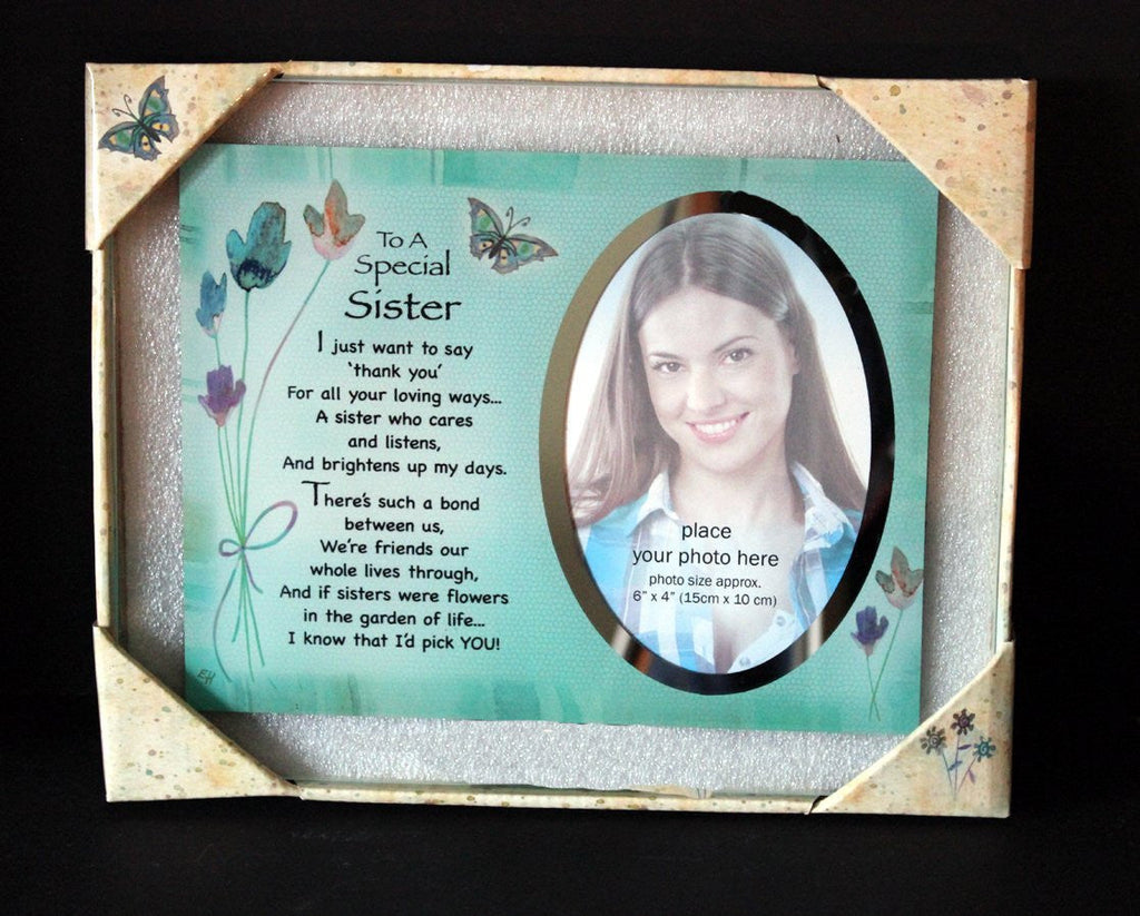 Inspirational Glass Poem Photo Frame for a Very Special Sister Birthday Gift Or Any Occasion Keepsake to Treasure Forever!
