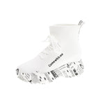 High-top lace-up letter boots