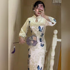 Women's Retro Chinese-Style National-Style Silk Velvet Cheongsam Dress