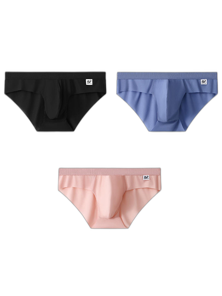 3 Pack Men's Ultra-Thin Breathable Ribbed Ice Silk Briefs