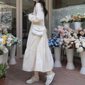 Korean Style Long Sleeve Round Neck Mid-Length Dress