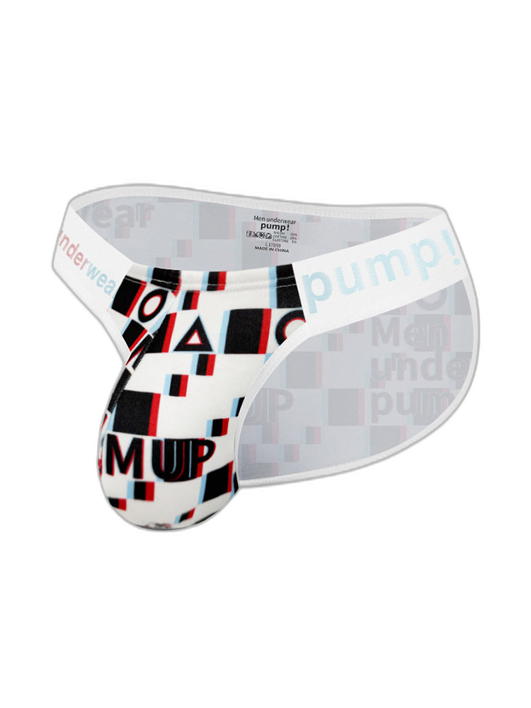 2 Pack Men's Breathable Alphabet-Print Expanded Pouch Briefs