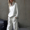 Sports Style Solid Color Long-sleeved Trousers Sweater Suit