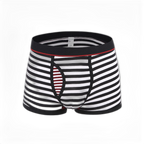 Men's Striped Cotton Sports Boxer Briefs
