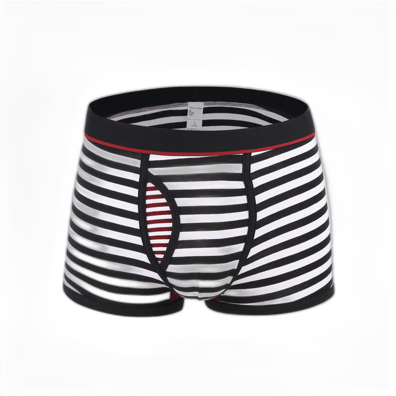 Men's Striped Cotton Sports Boxer Briefs