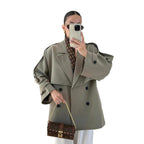 Turn-down Collar Fitted Waist Figure-flattering Elegant Single-breasted Trench Coat