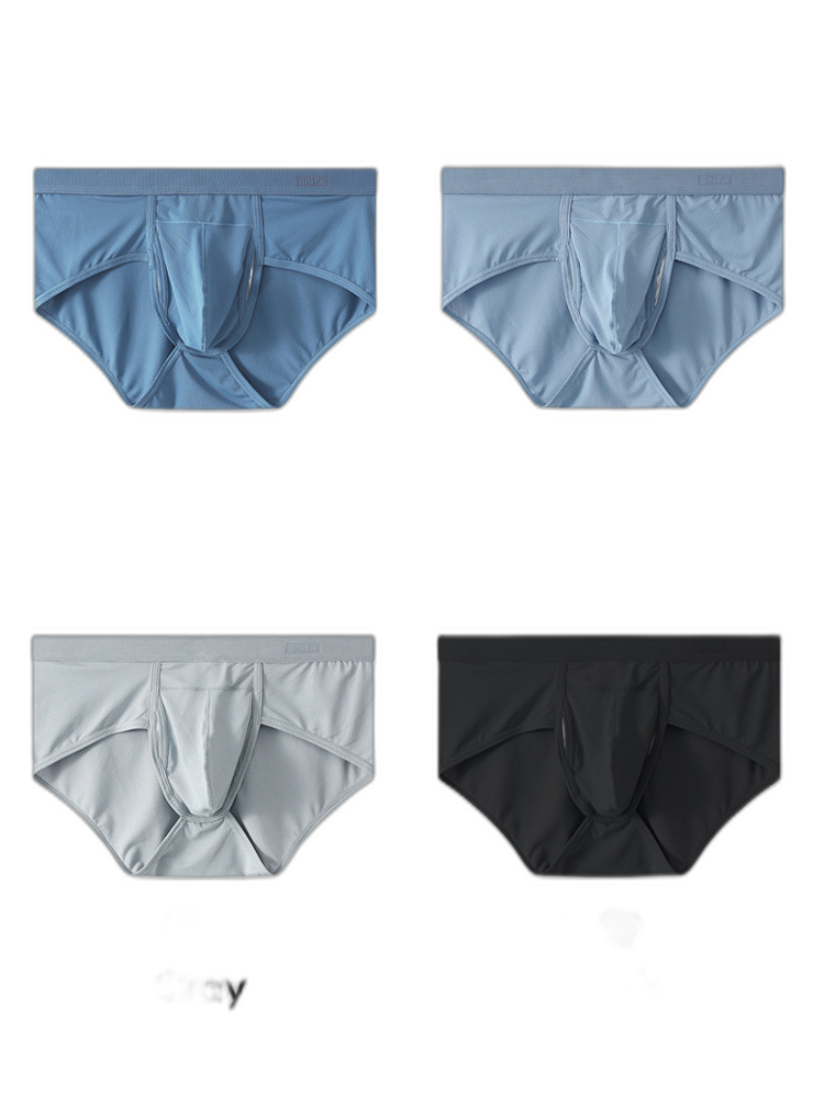 4 Pack Men's Large Pouch Separation Ice Silk Briefs