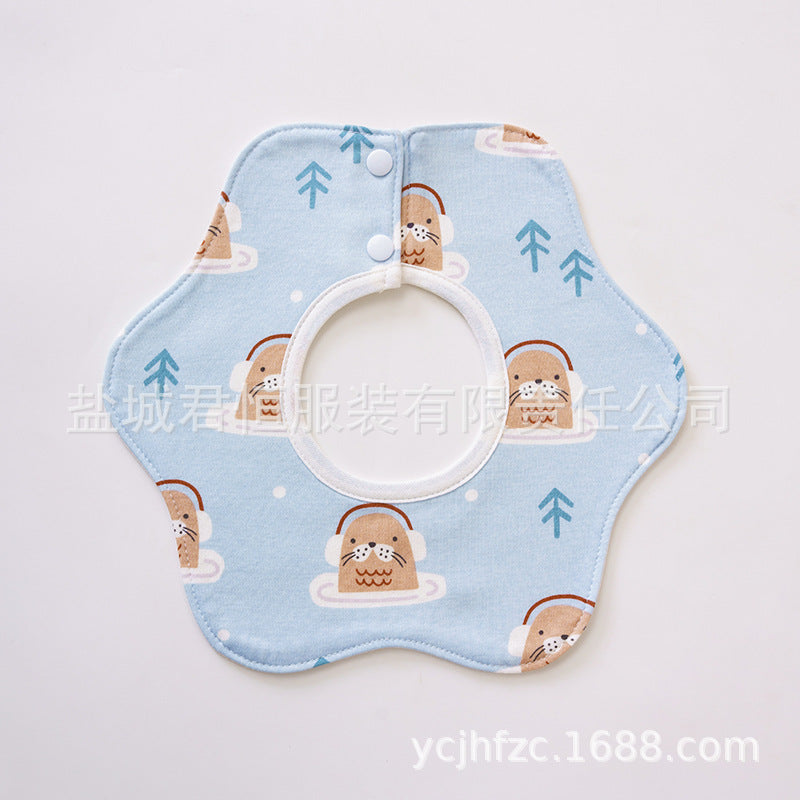 Pure Cotton 360° Rotatable Baby Bib - Petal-Shaped Drool Bib