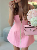 Strapless Zip-Up Mini Dress