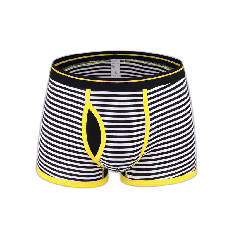 Men's Striped Cotton Sports Boxer Briefs