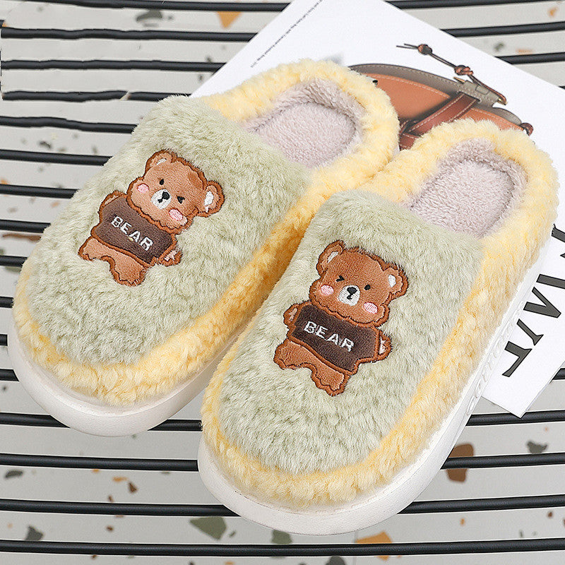 Bears Fur Slippers For Women To Keep Warm In Winter