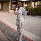 Spicy Girl Leopard-Print Slimming Cardigan And Pants Two-Piece Set