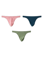 3 Pack Men's Low-Rise Performance Thong - Breathable Mesh & Smooth Fabric