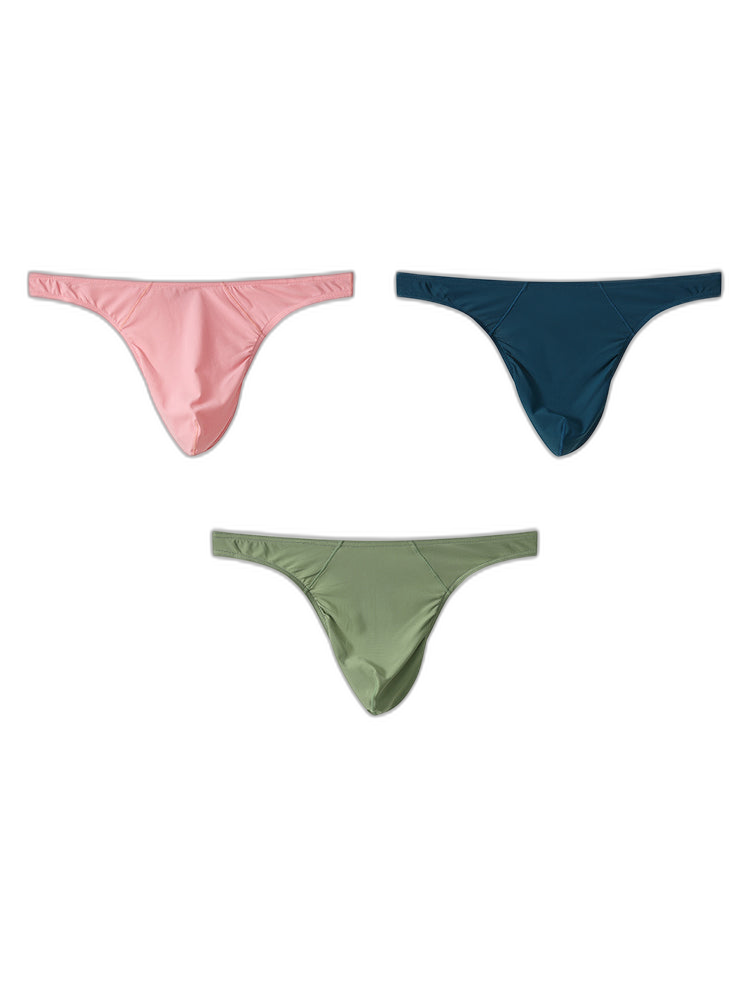 3 Pack Men's Low-Rise Performance Thong - Breathable Mesh & Smooth Fabric