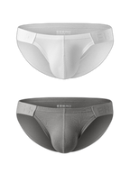 2 Pack Men's Solid Color Low Rise Sweat-Absorbent Large U-Shaped Small Pocket Briefs