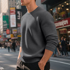 Loose And Simple Sports Jacquard Round Neck Long Sleeve Sweater