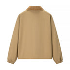 Women's Casual Zipper Short Jacket Coat Lapel Fashion Jacket