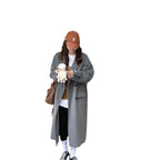 Women's Gray Woolen Plump Girls Loose All-match Coat