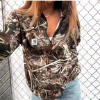 Fitted Zipper Half-neck Hoodie Top