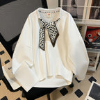 Figure-flattering American-style Vintage Silk Scarf Loose-fit Hoodie For Women