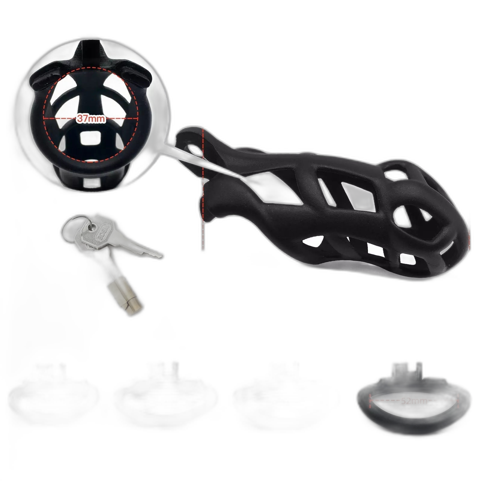 Breathable Mesh Chastity Cage With 4 Ring Sizes