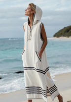 Women's Casual Sleeveless Split Dress With Two Pockets