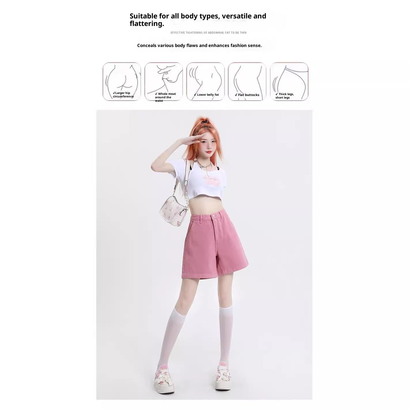 Women's Denim Shorts Fashion Retro Summer High-waisted Slim Wide-leg Pants