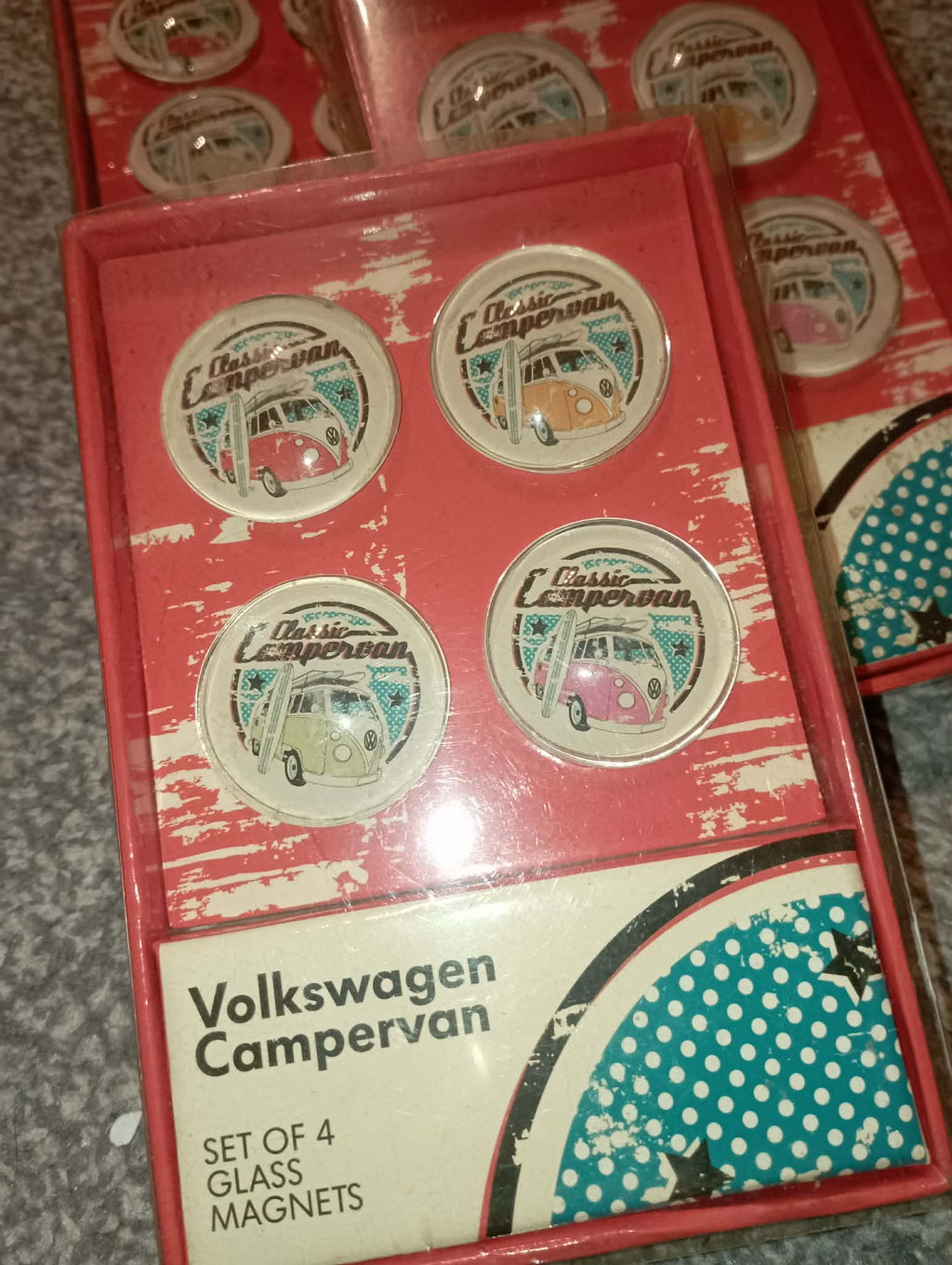 1 PACK VOLKSWAGON CAMPERVAN Set of 4 GLASS MAGNETS