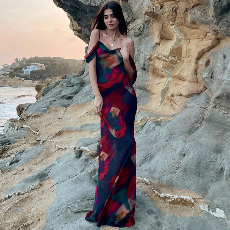 Women's Fashion Printed Spaghetti Straps Sleeveless Dress