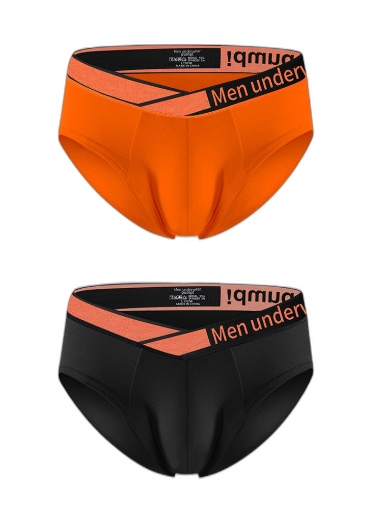 2 Pack Men's Stylish V-Shaped Waistband Briefs