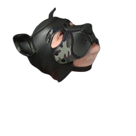 Mr S Leather NEOPRENE FRISKY Puppy Hood | Black & Camo