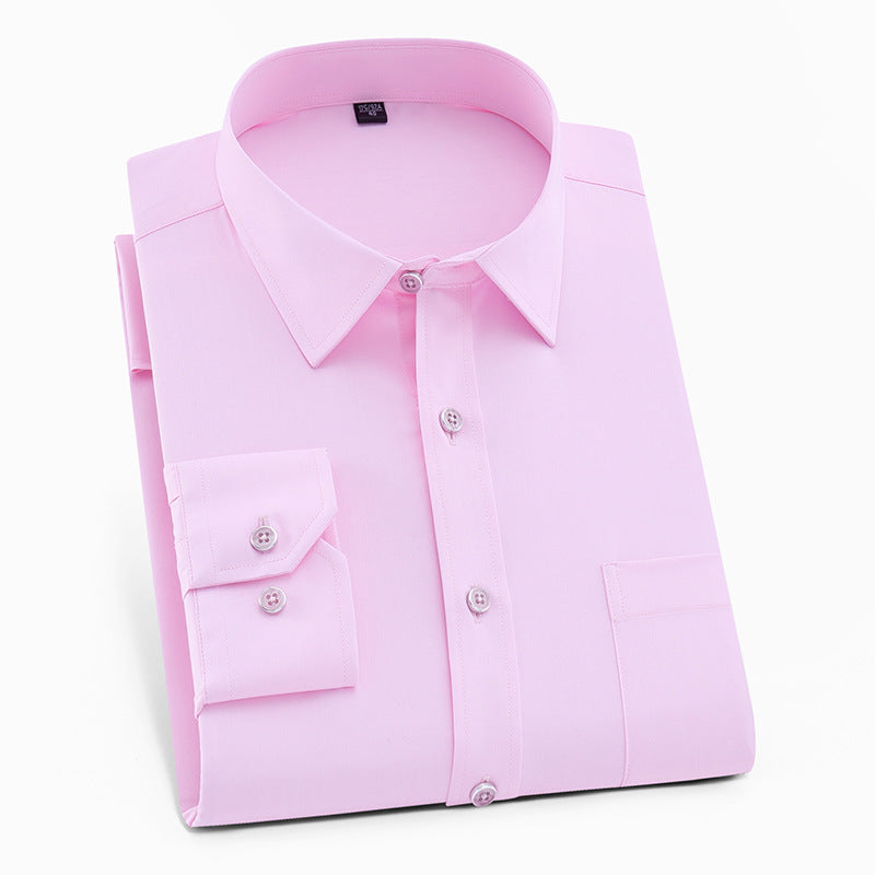 Men's Solid Color Square Collar Long-sleeved Shirt