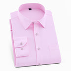 Men's Solid Color Square Collar Long-sleeved Shirt