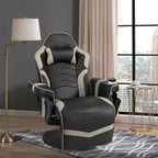 Electric Massage Gaming Chair with Cup Holder and Side Pouch-Black