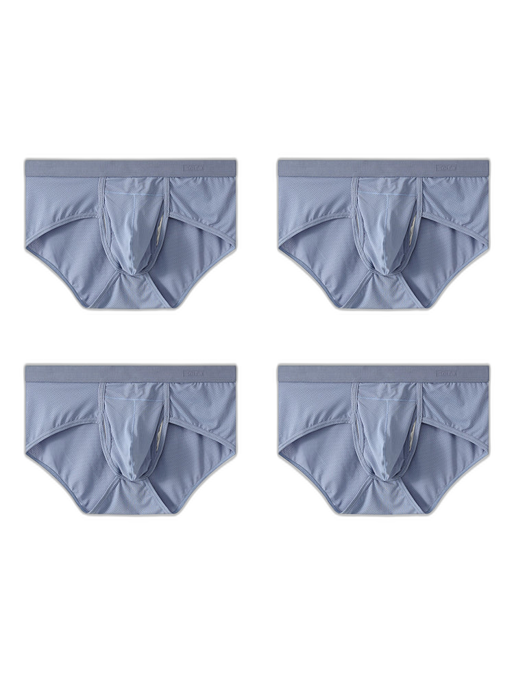 4 Pack Men's Large Pouch Separation Ice Silk Briefs