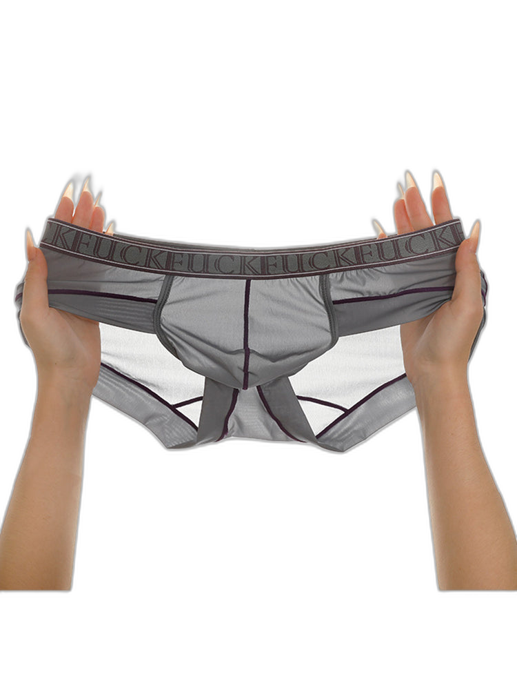 2 Pack Men's Ice-Silk Stretch Sports Briefs with 3D Pouch