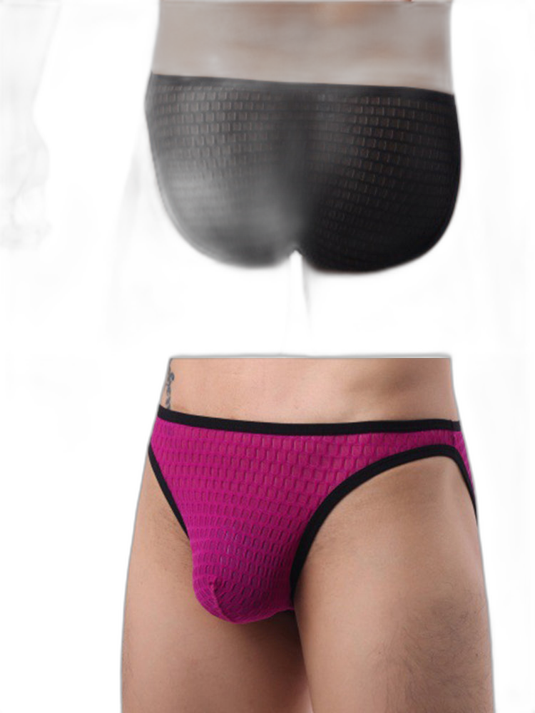 2 Pack Men's Solid-Color Checkered Briefs