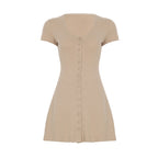 French Romantic Girl Style Base Breasted Knitted Dress
