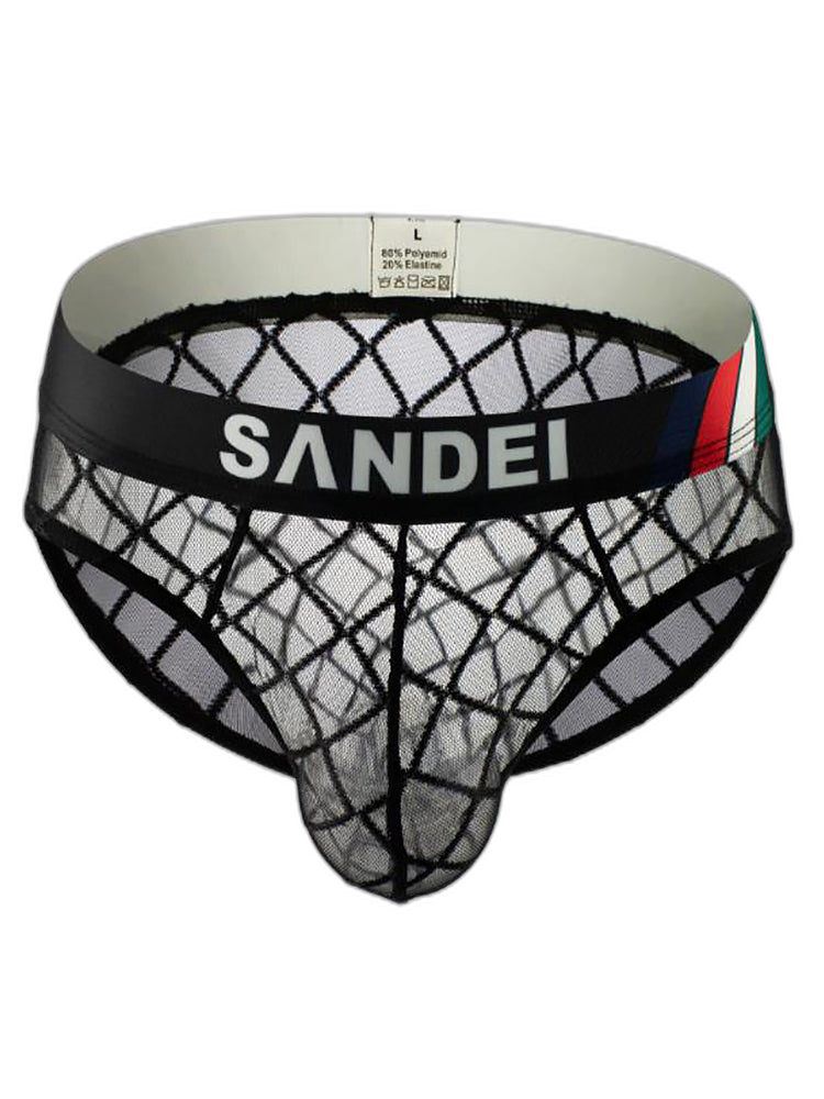 3 Pack Men's Low-Rise Lace Sexy Mesh Briefs And Thongs