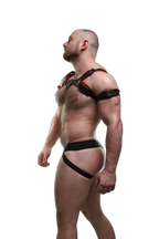 ruff GEAR Double Tone Leather Bulldog Harness Red Black