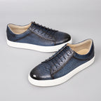 Lace-up Embossed Flat Casual Leather Shoes For Men