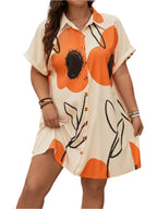 Elegant Plus Size Floral Print Tunic Dress