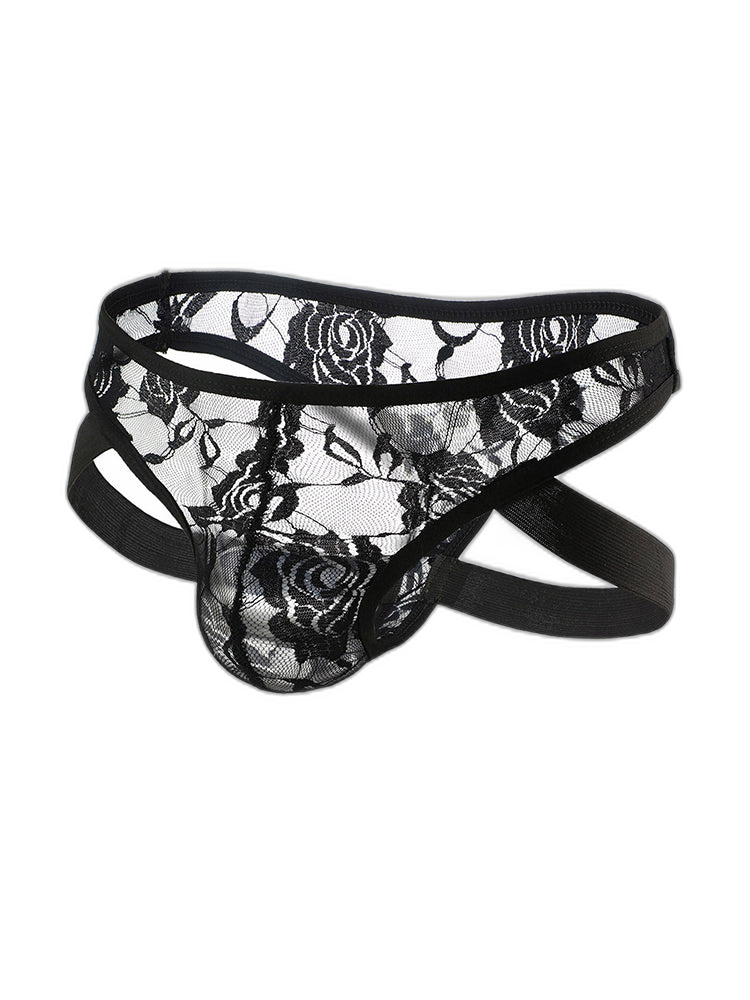 2-pack Men's Lace See-through Thongs