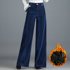 Golden-thread Velvet Floor-length Wide-leg Pants