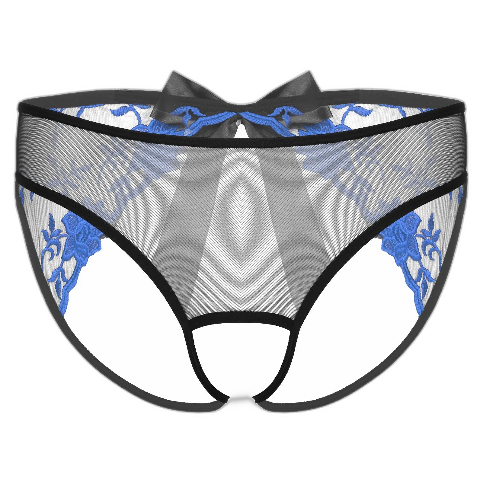 Open Crotch Embroidered Mens Lace Briefs