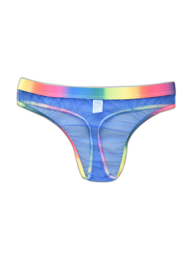 3-pack Men's Rainbow Trim Sheer Mesh Thong